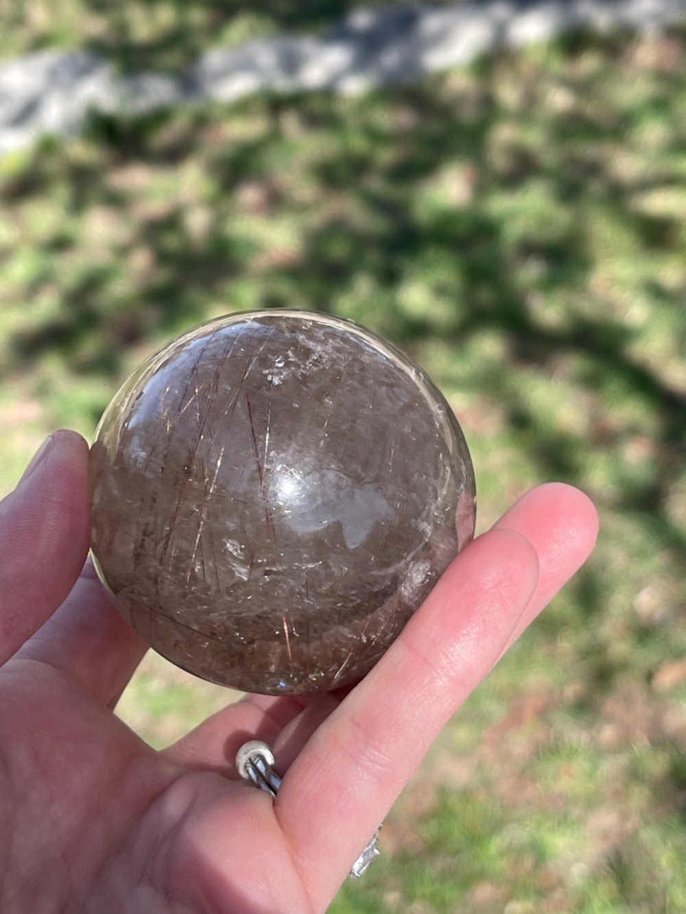 Transparent Copper Rutilated Quartz Polished Stone - Picture 4 of 9